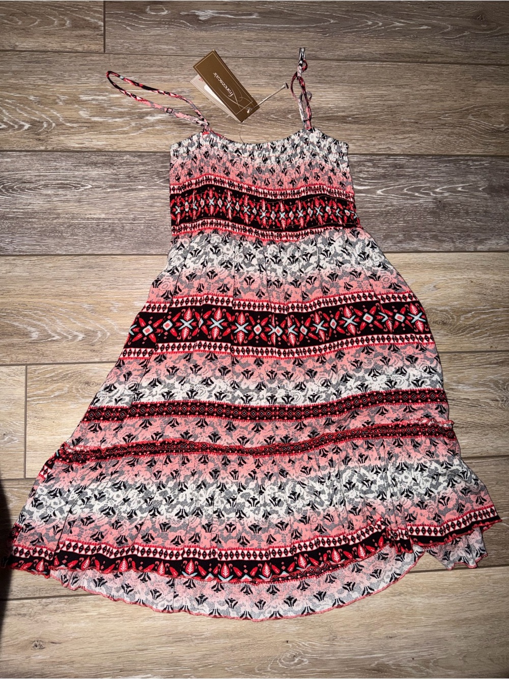 Pink Patterned Spaghetti-Strap Dress - Picture 3 of 3